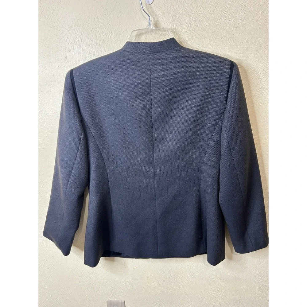 Le‎ Suit Petite Womens 10P Gray Textured Skirt Set Zip Front Blazer Professional